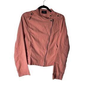 Milk and Honey Outerwear Moto Jacket Womens Size Large Mauve Cropped Biker